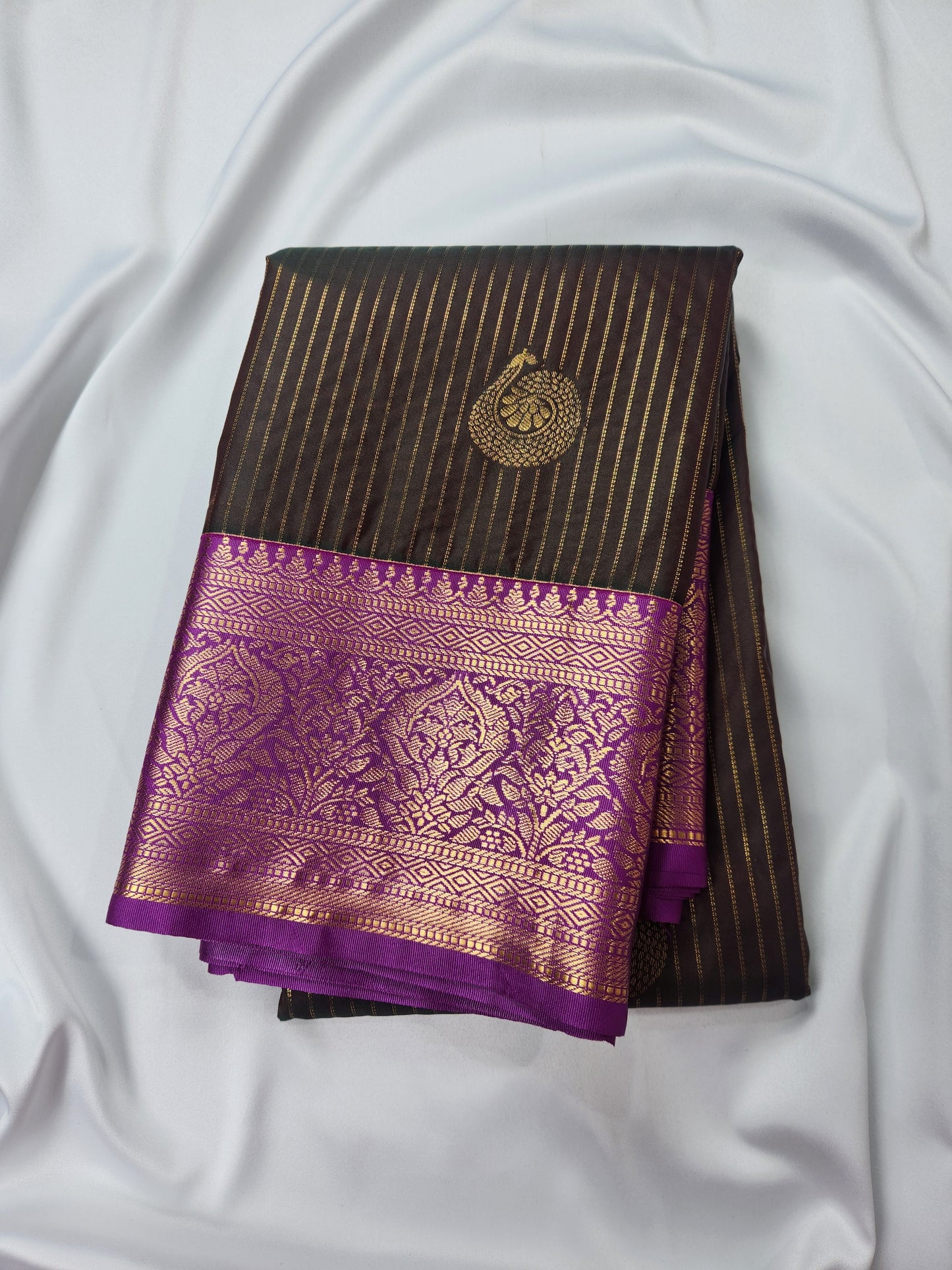 Opulent Stripes - Kancheevaram semi-silk saree
