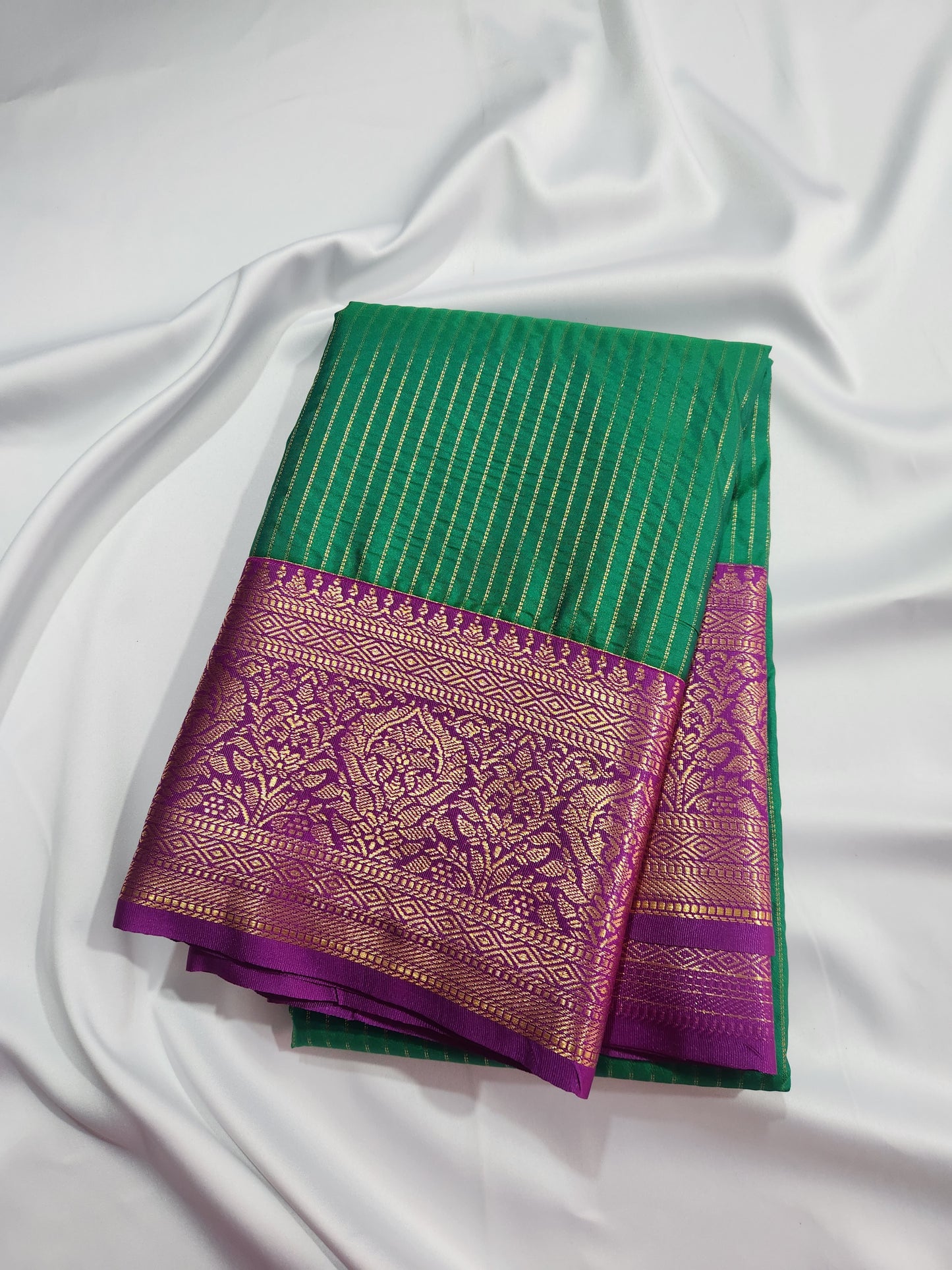 Opulent Stripes - Kancheevaram semi-silk saree