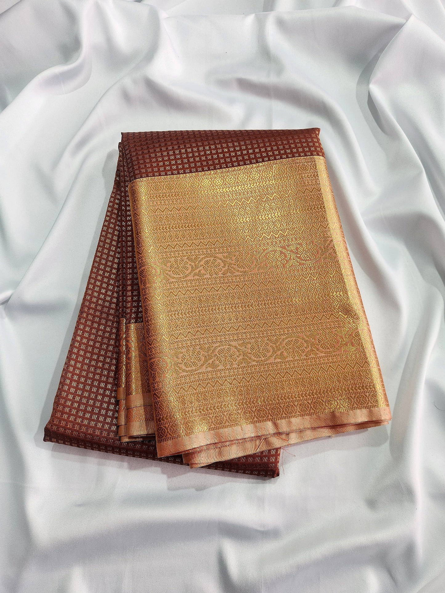 Checkered Weave - Kancheevaram semi-silk saree