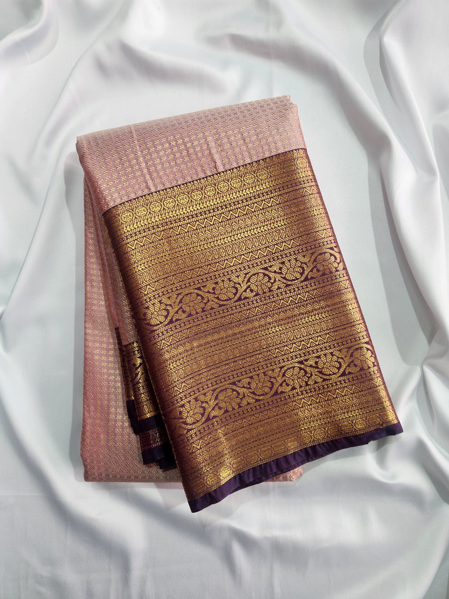 Checkered Weave - Kancheevaram semi-silk saree