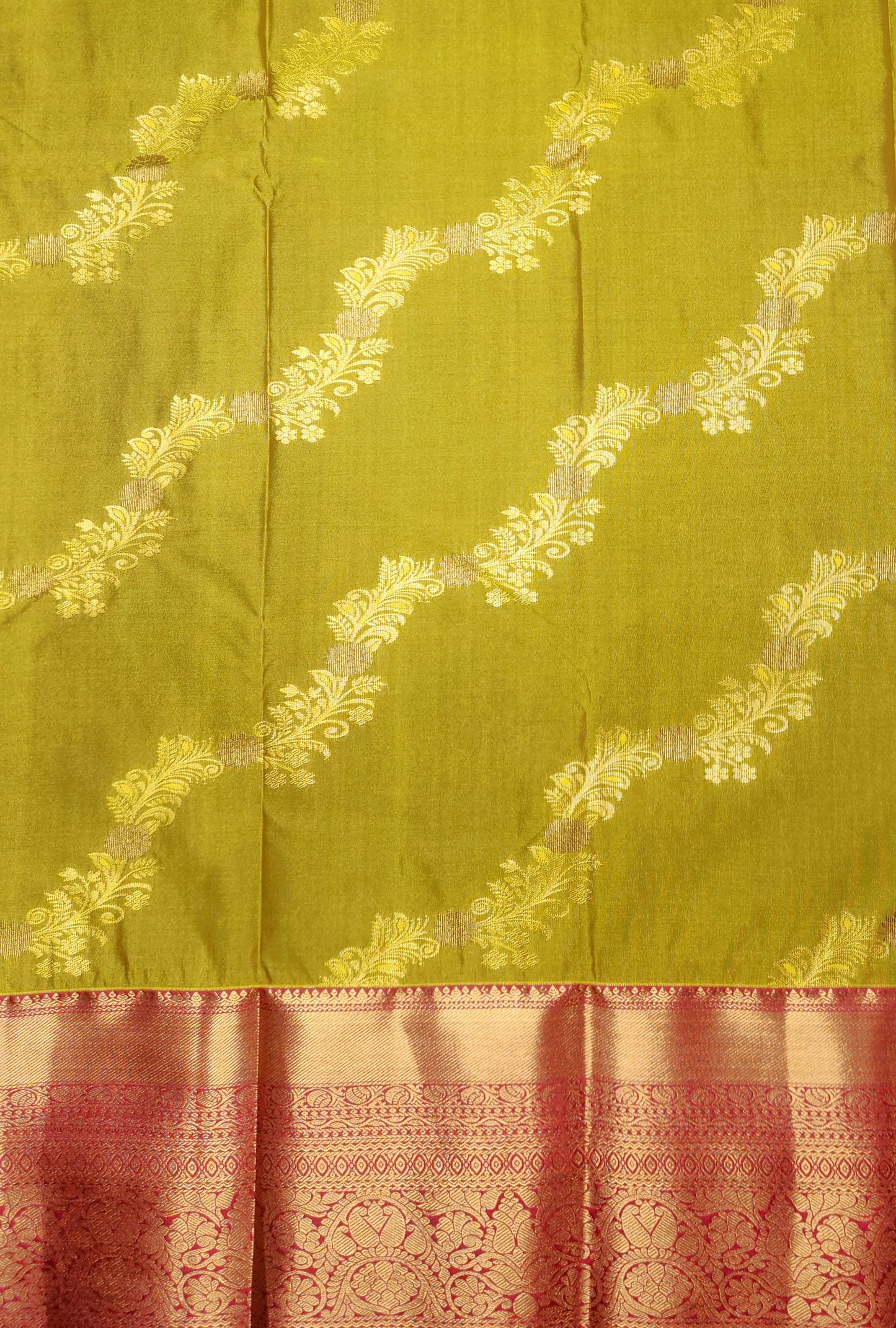 Golden groove - Kancheevaram semi-silk saree with motifs all over