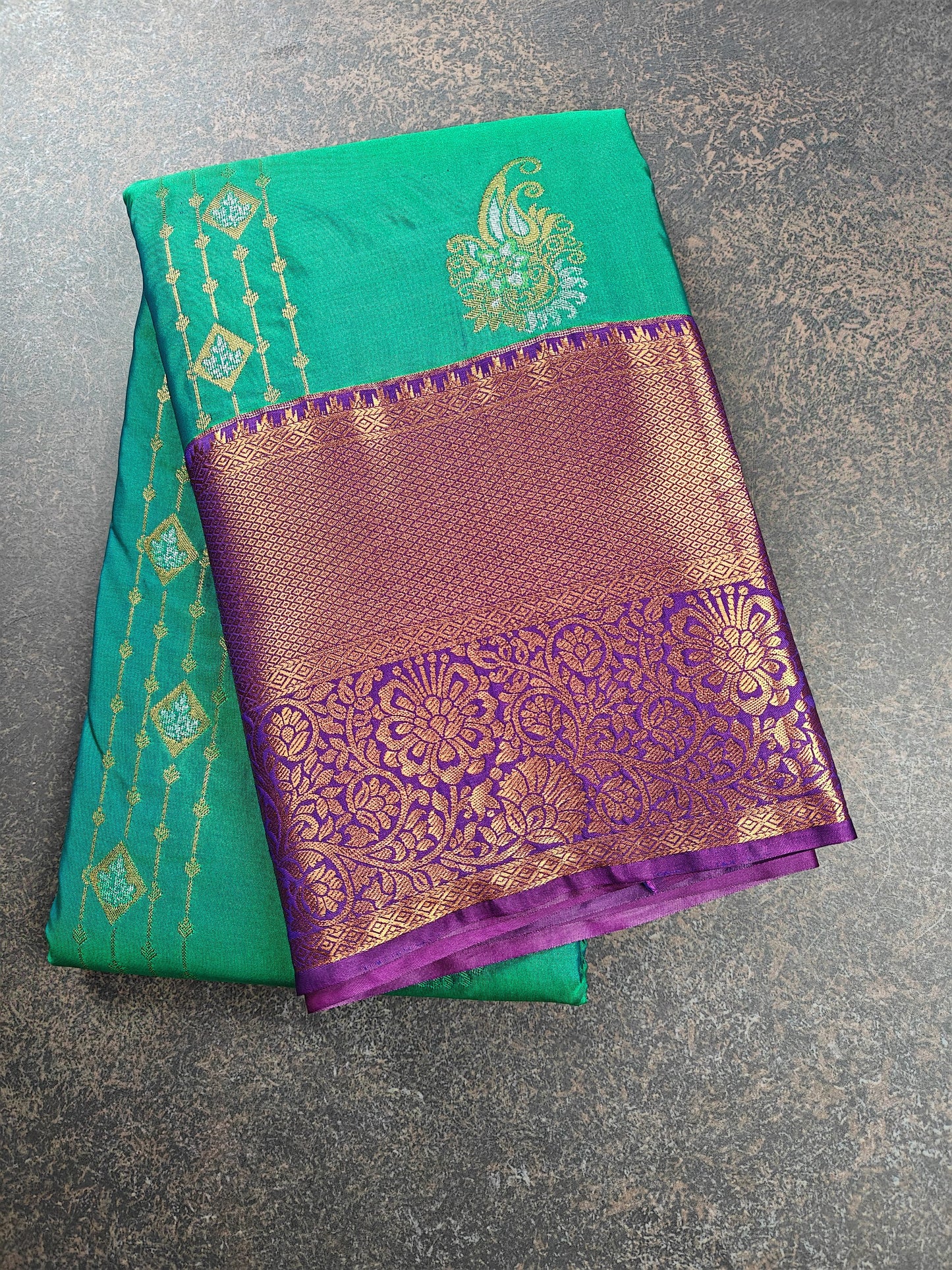 Peacock Symphony -  Kancheevaram semi-silk