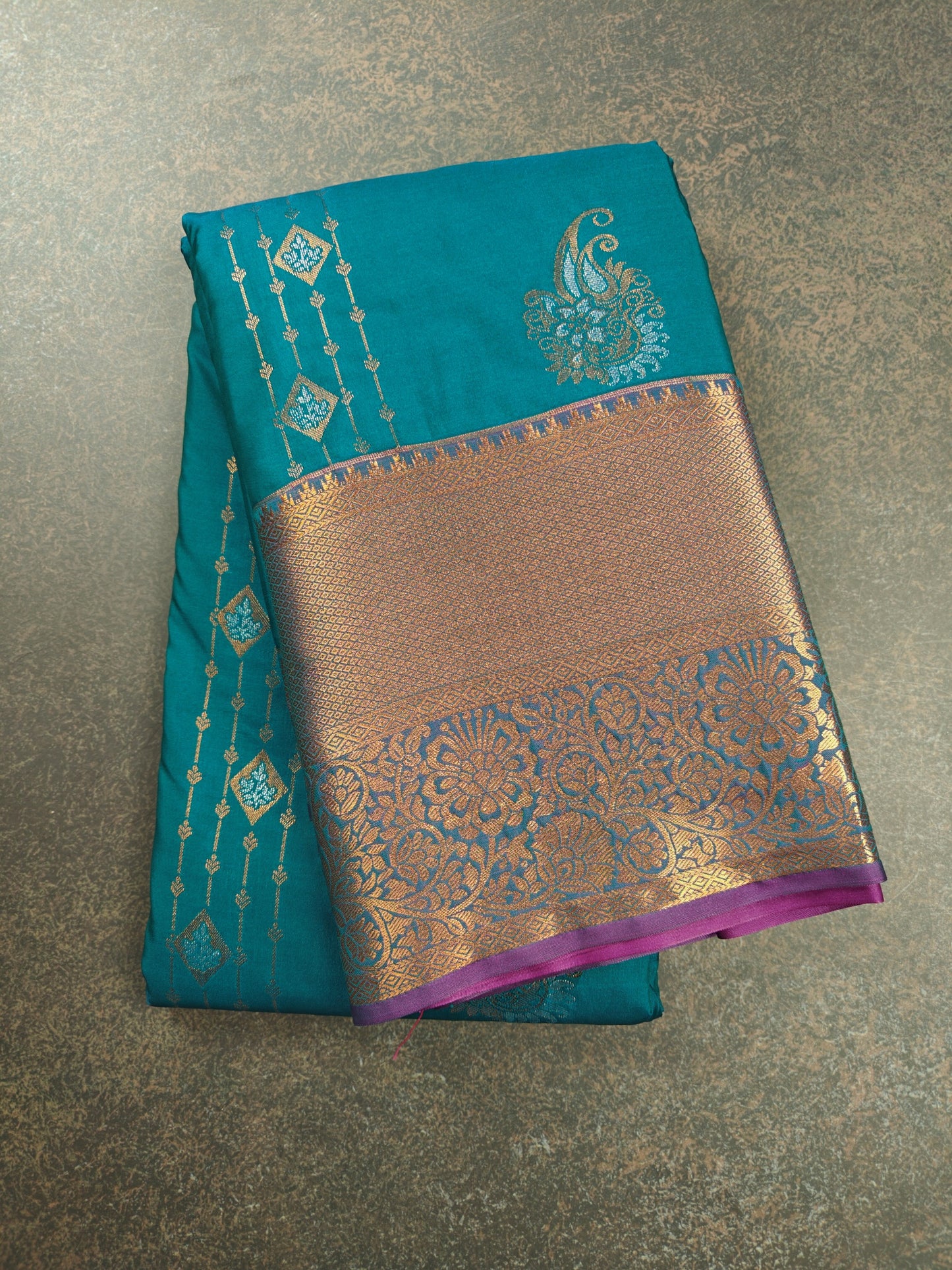 Peacock Symphony -  Kancheevaram semi-silk