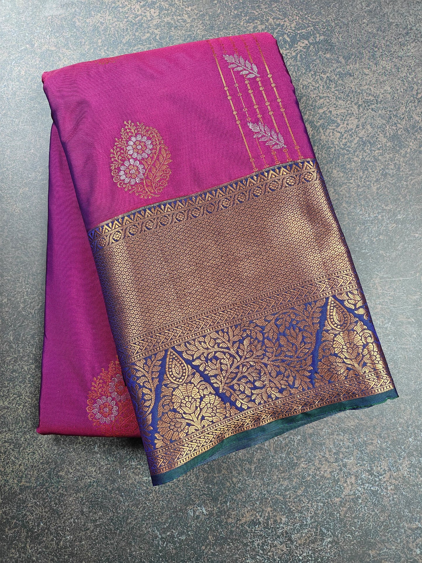 Peacock Symphony -  Kancheevaram semi-silk