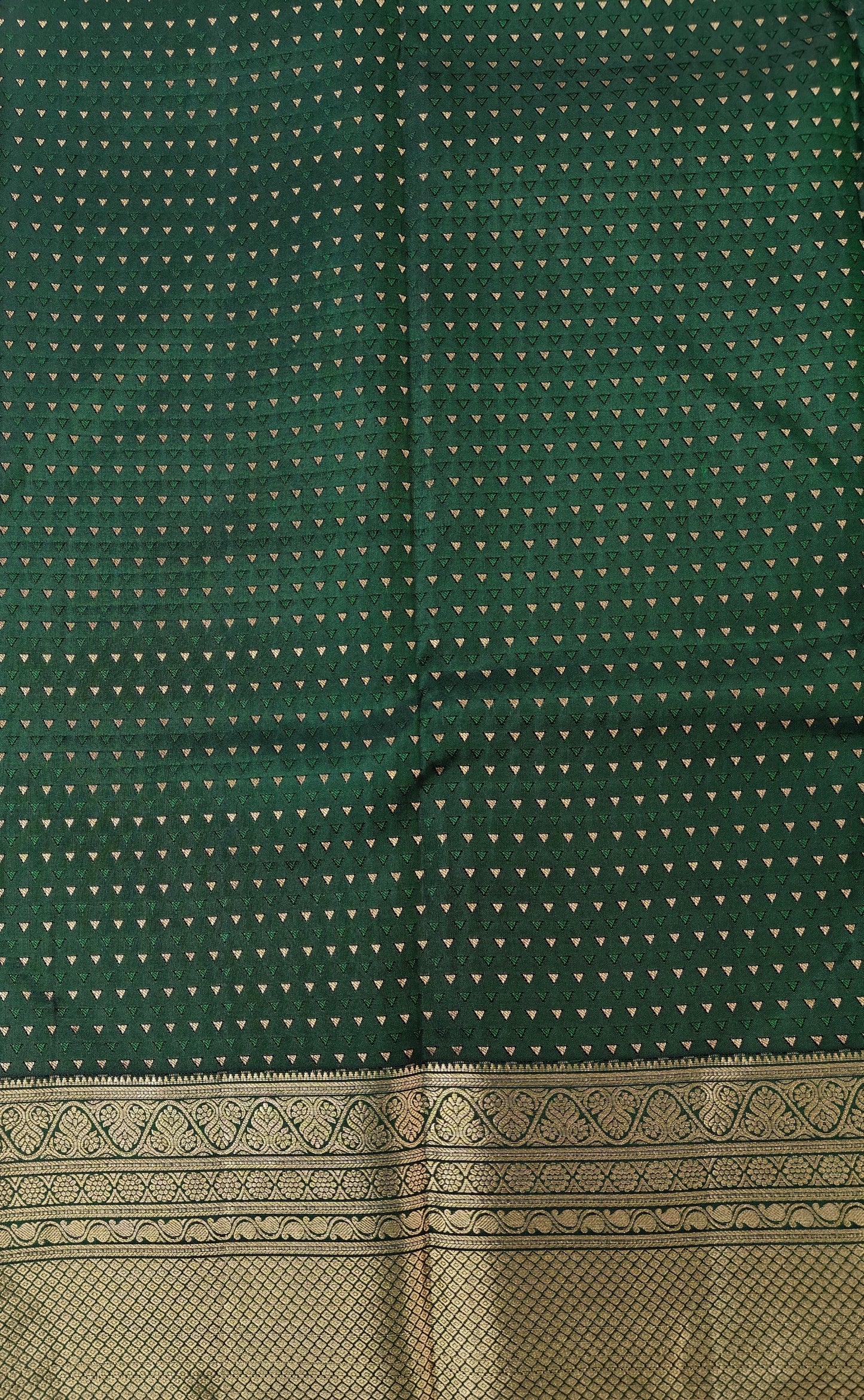 Pure Kancheevaram Silk Saree with triangle checkered pattern