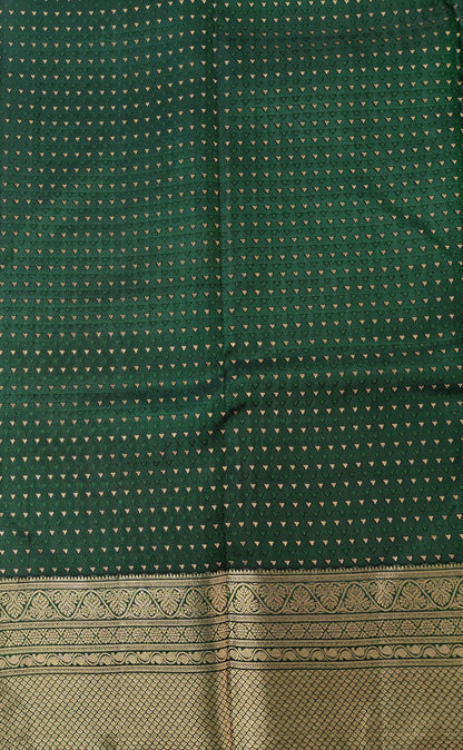 Pure Kancheevaram Silk Saree with triangle checkered pattern