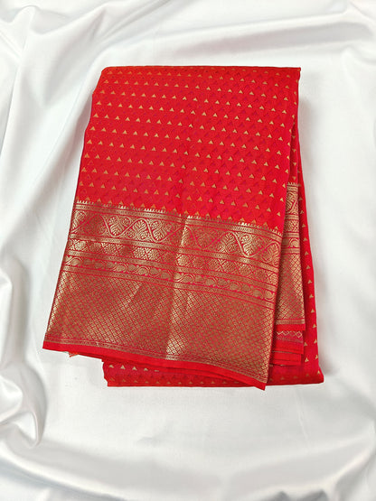 Pure Kancheevaram Silk Saree with triangle checkered pattern