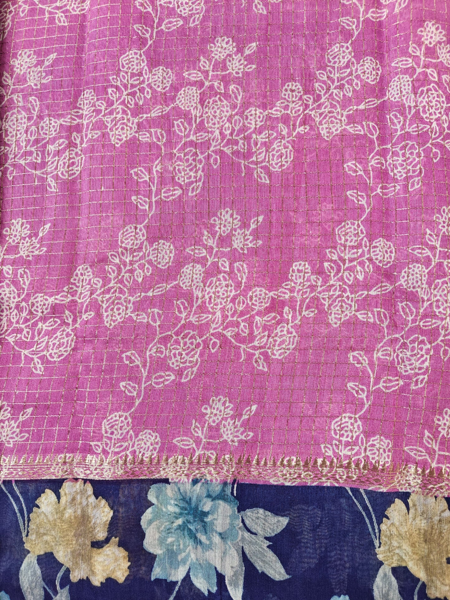 Midnight Bloom - Printed Saree