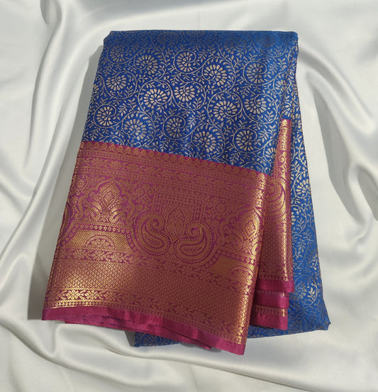 Regal Bloom - Kancheevaram semi-silk saree