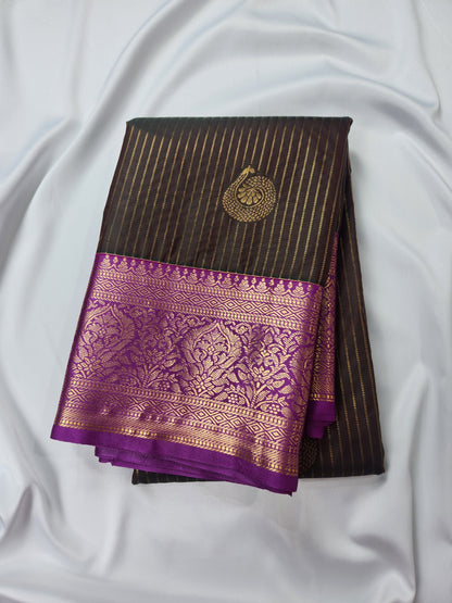 Opulent Stripes - Kancheevaram semi-silk saree
