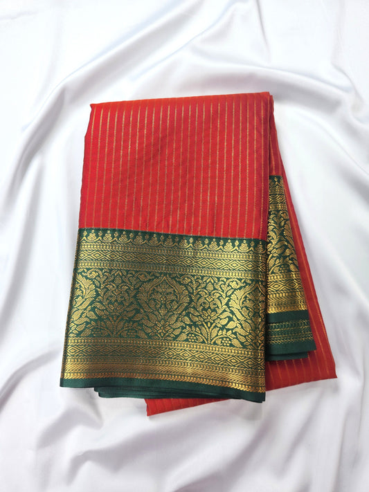 Opulent Stripes - Kancheevaram semi-silk saree