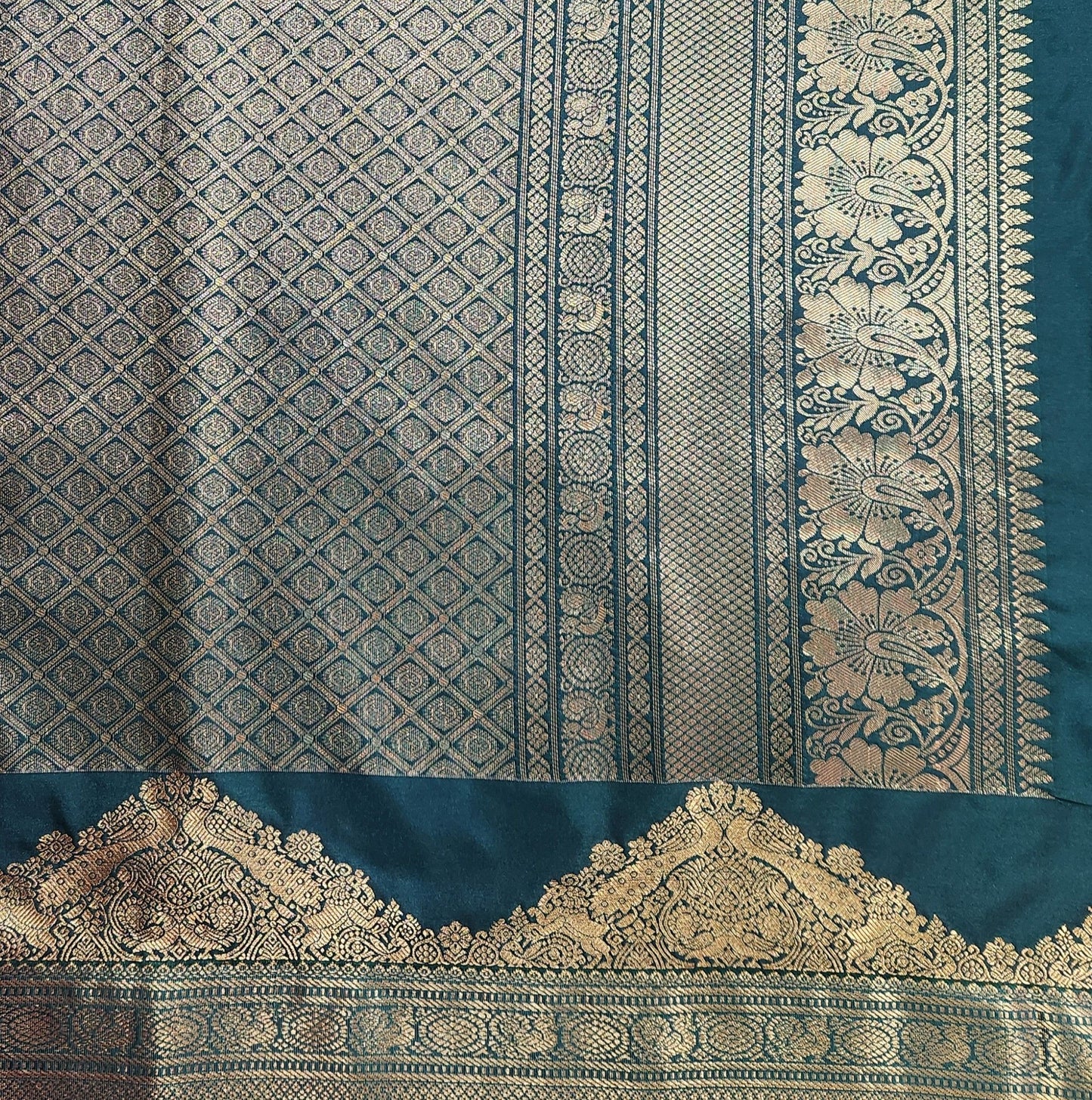 Temple border - Kancheevaram semi-silk saree