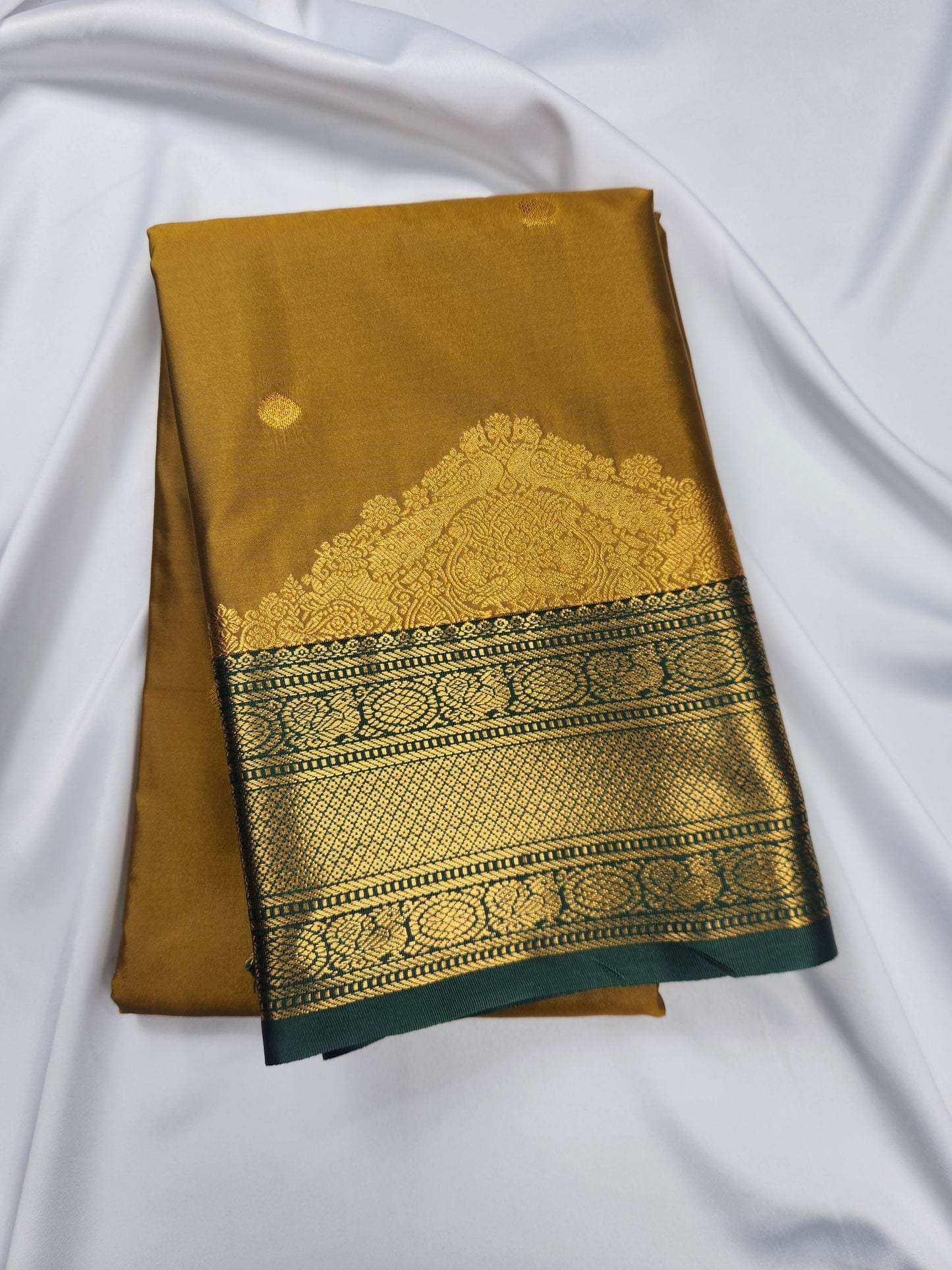 Temple border - Kancheevaram semi-silk saree