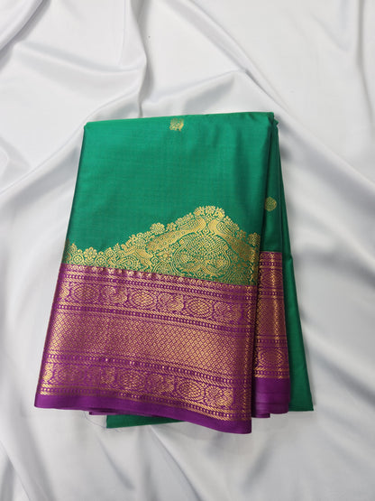 Temple border - Kancheevaram semi-silk saree
