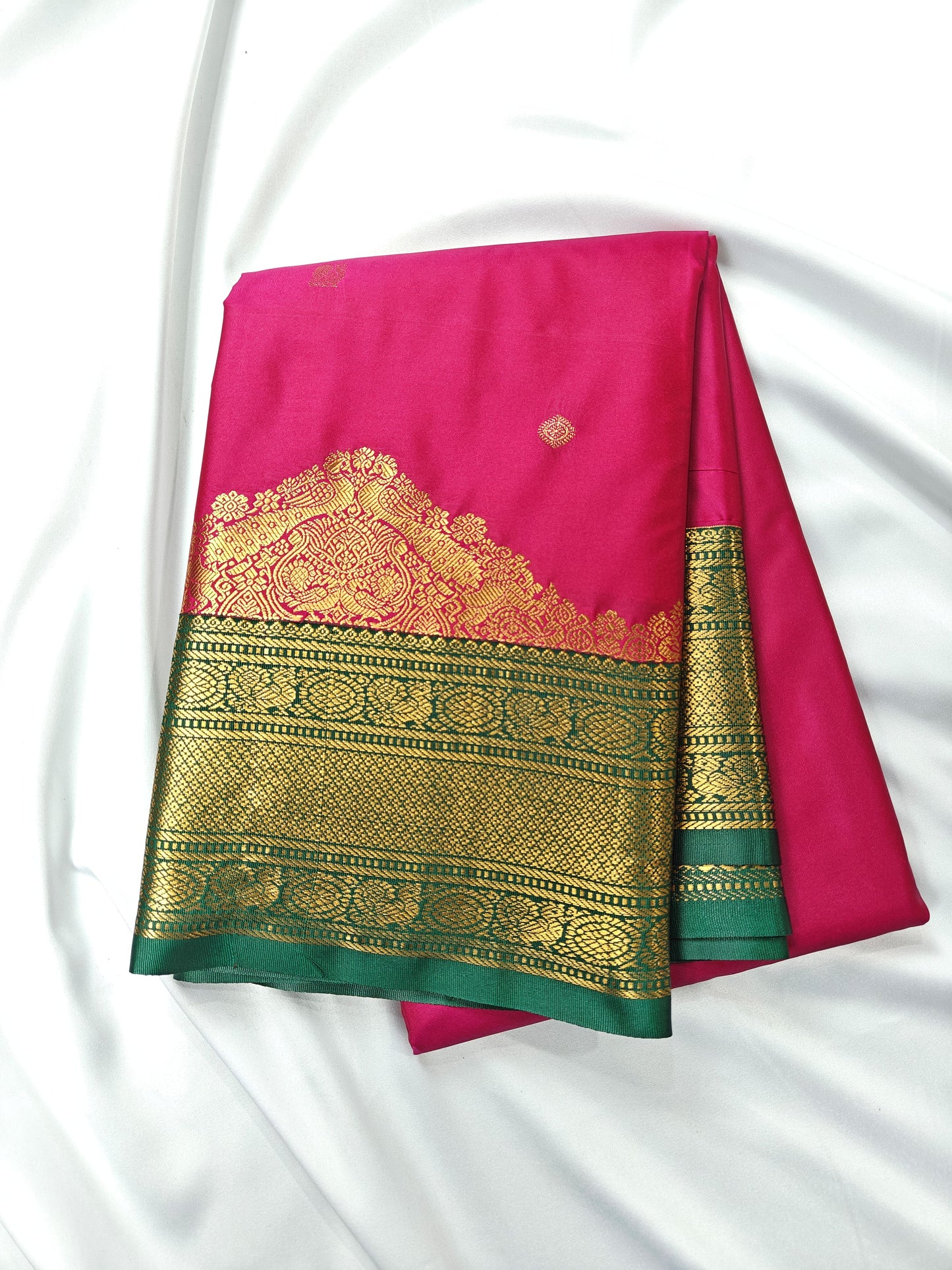 Temple border - Kancheevaram semi-silk saree