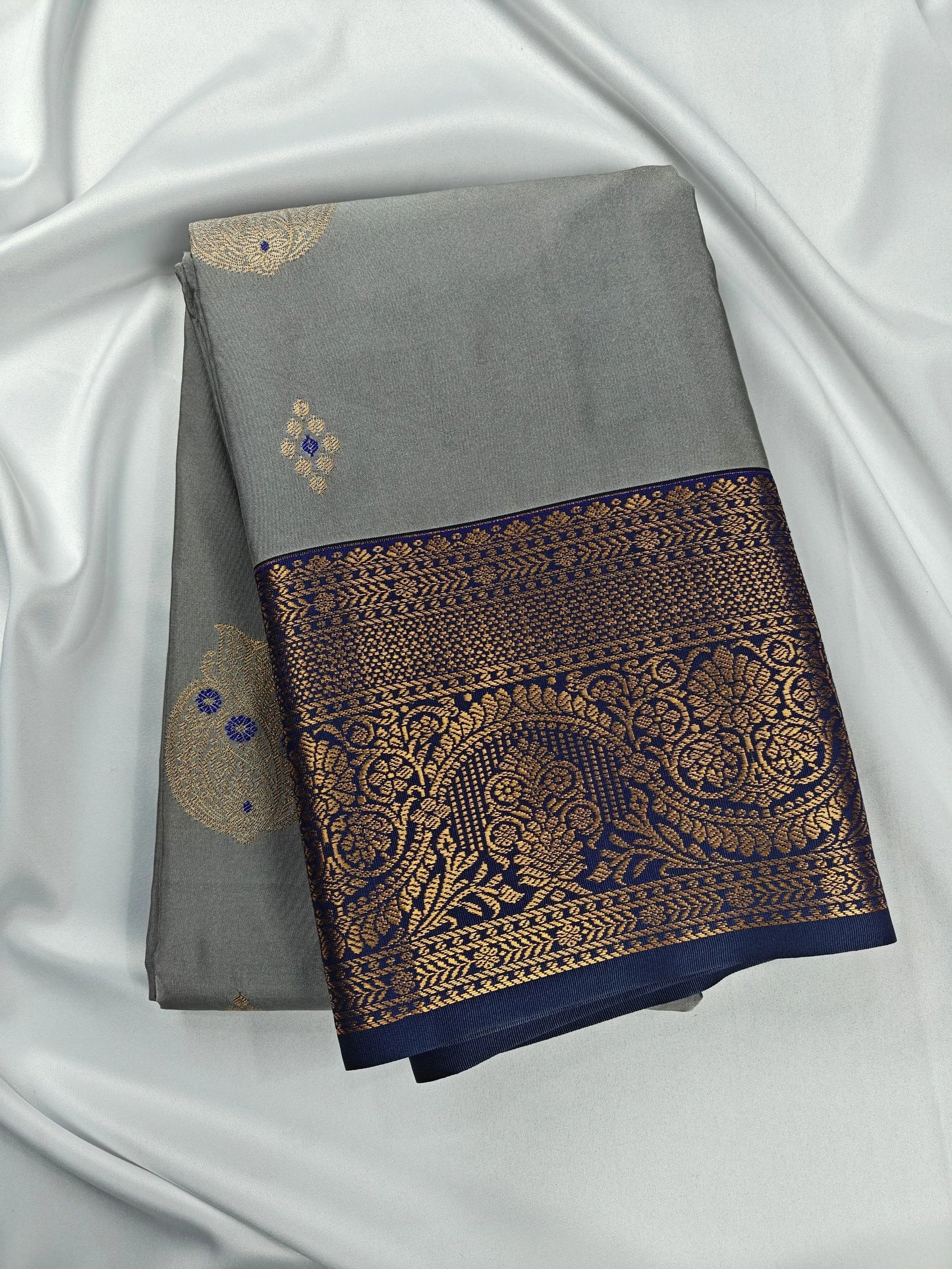 Kancheevaram semi silk saree with golden brocades