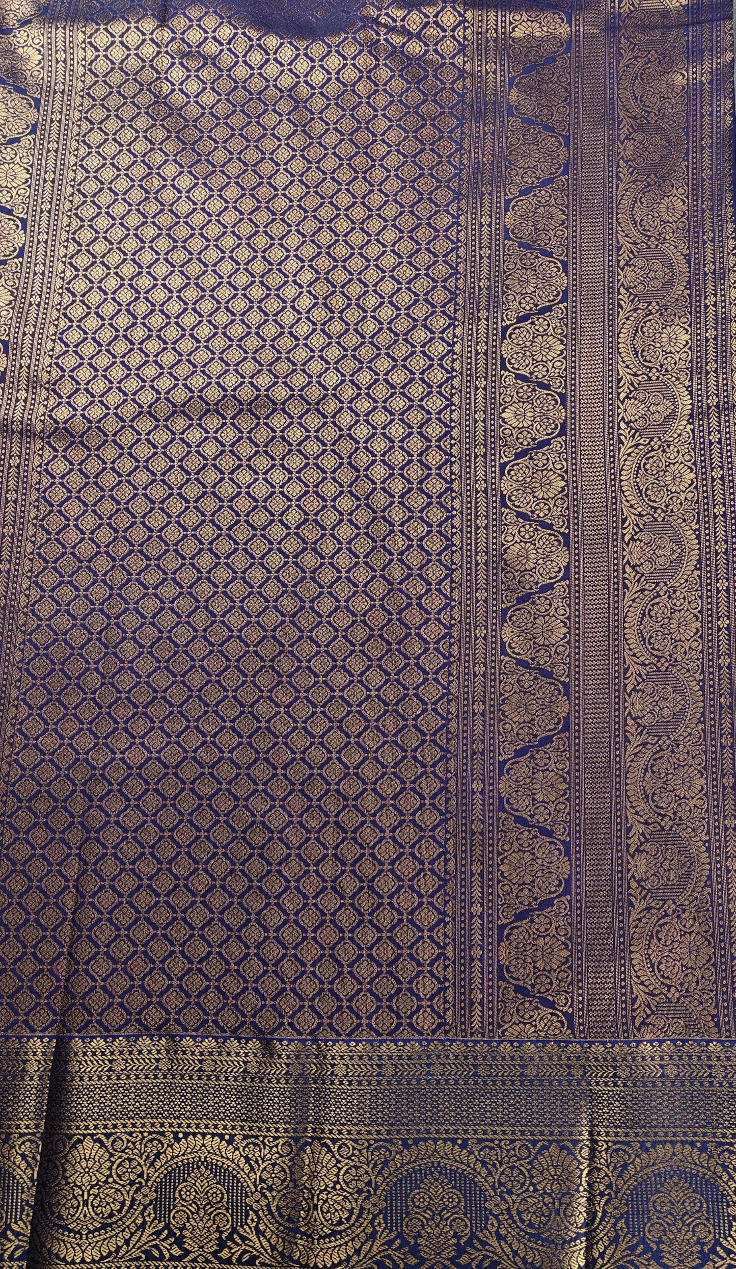 Kancheevaram semi silk saree with golden brocades
