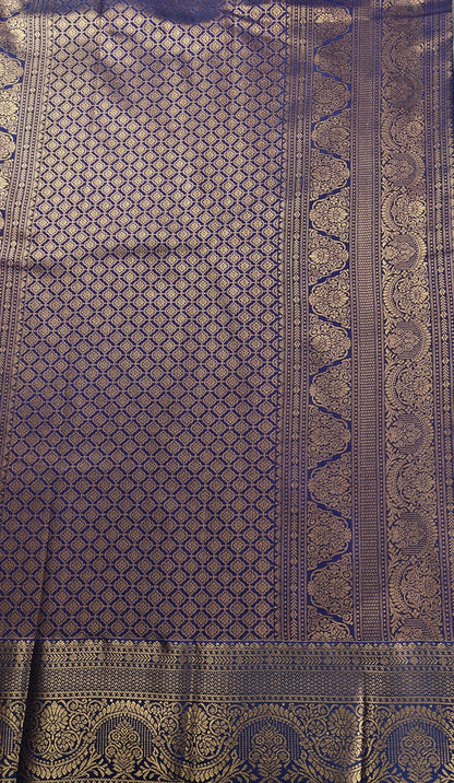 Kancheevaram semi silk saree with golden brocades