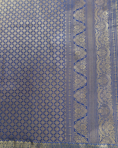 Kancheevaram semi silk saree with golden brocades