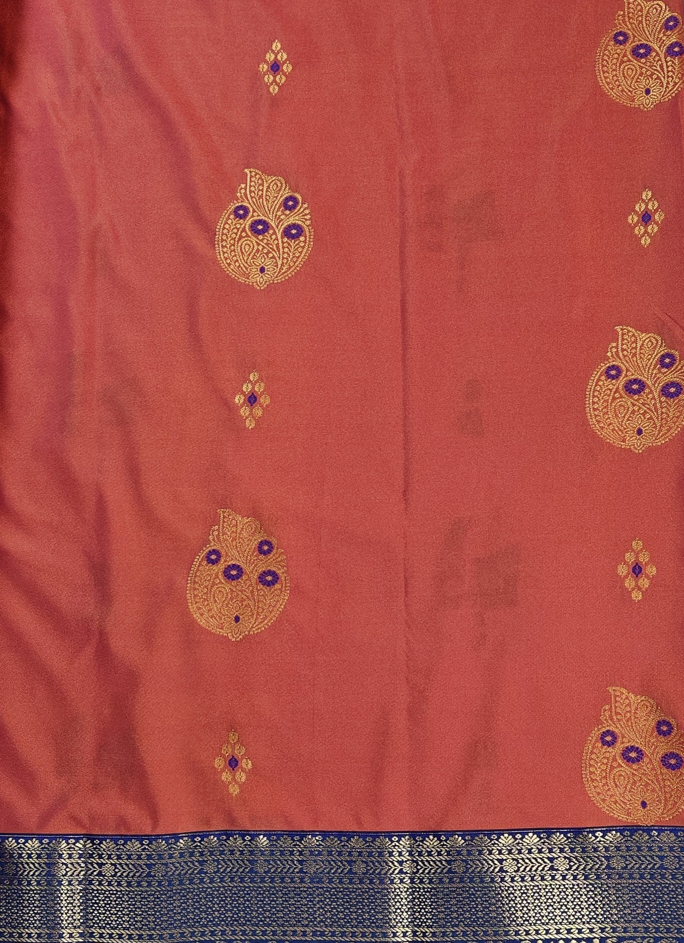 Kancheevaram semi silk saree with golden brocades