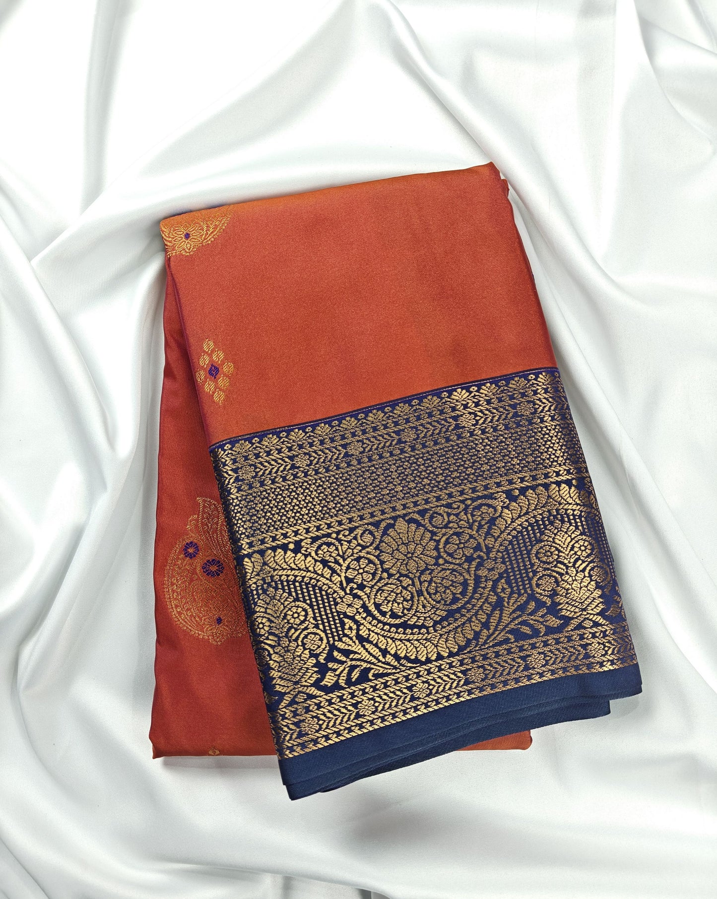 Kancheevaram semi silk saree with golden brocades