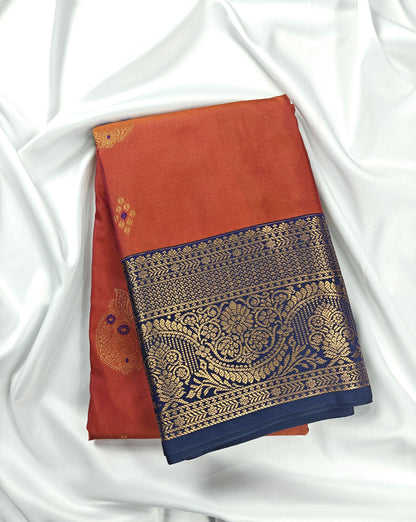 Kancheevaram semi silk saree with golden brocades