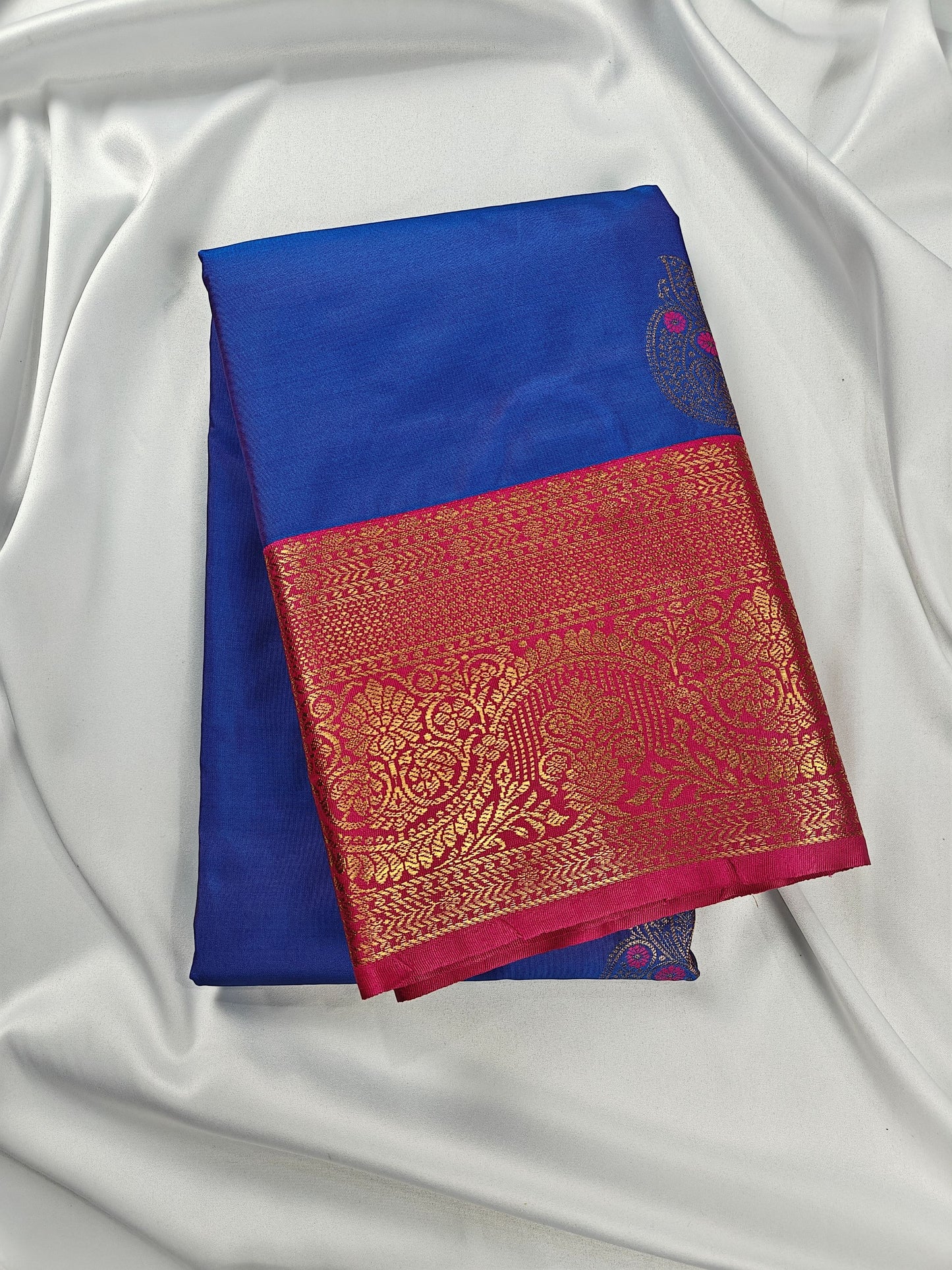 Kancheevaram semi silk saree with golden brocades