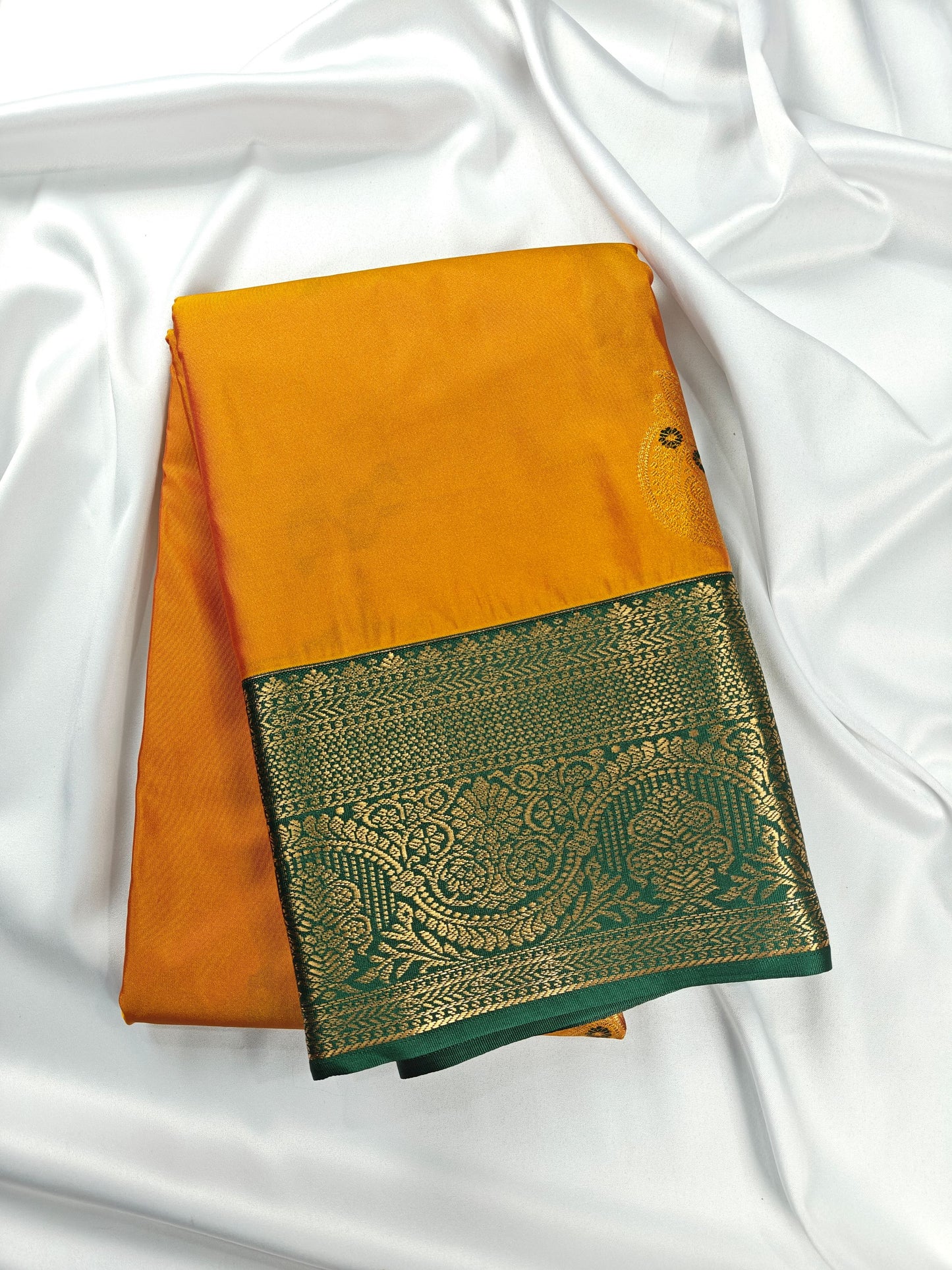 Kancheevaram semi silk saree with golden brocades