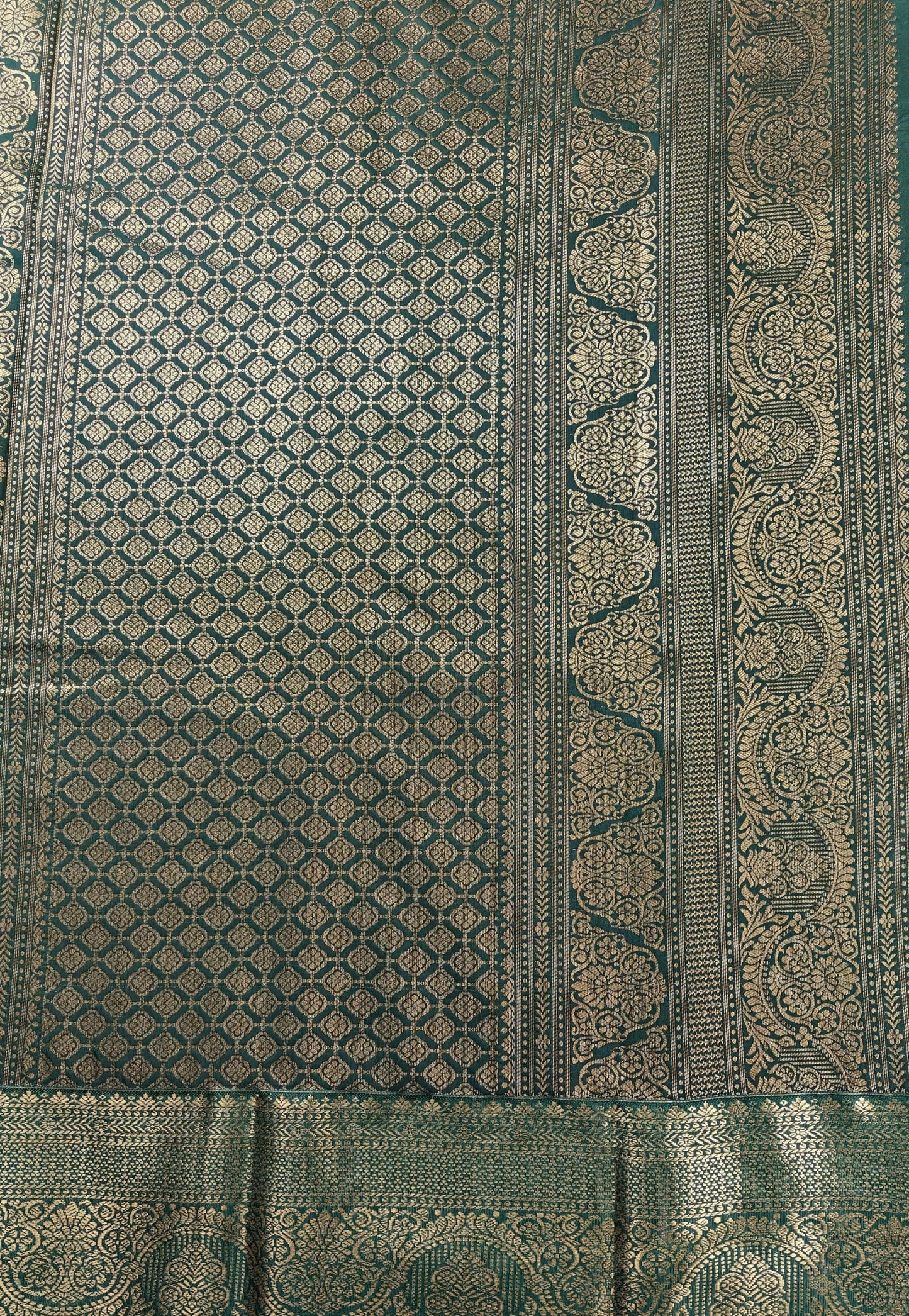 Kancheevaram semi silk saree with golden brocades