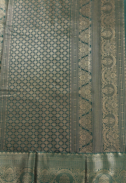 Kancheevaram semi silk saree with golden brocades