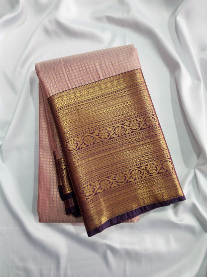 Checkered Weave - Kancheevaram semi-silk saree
