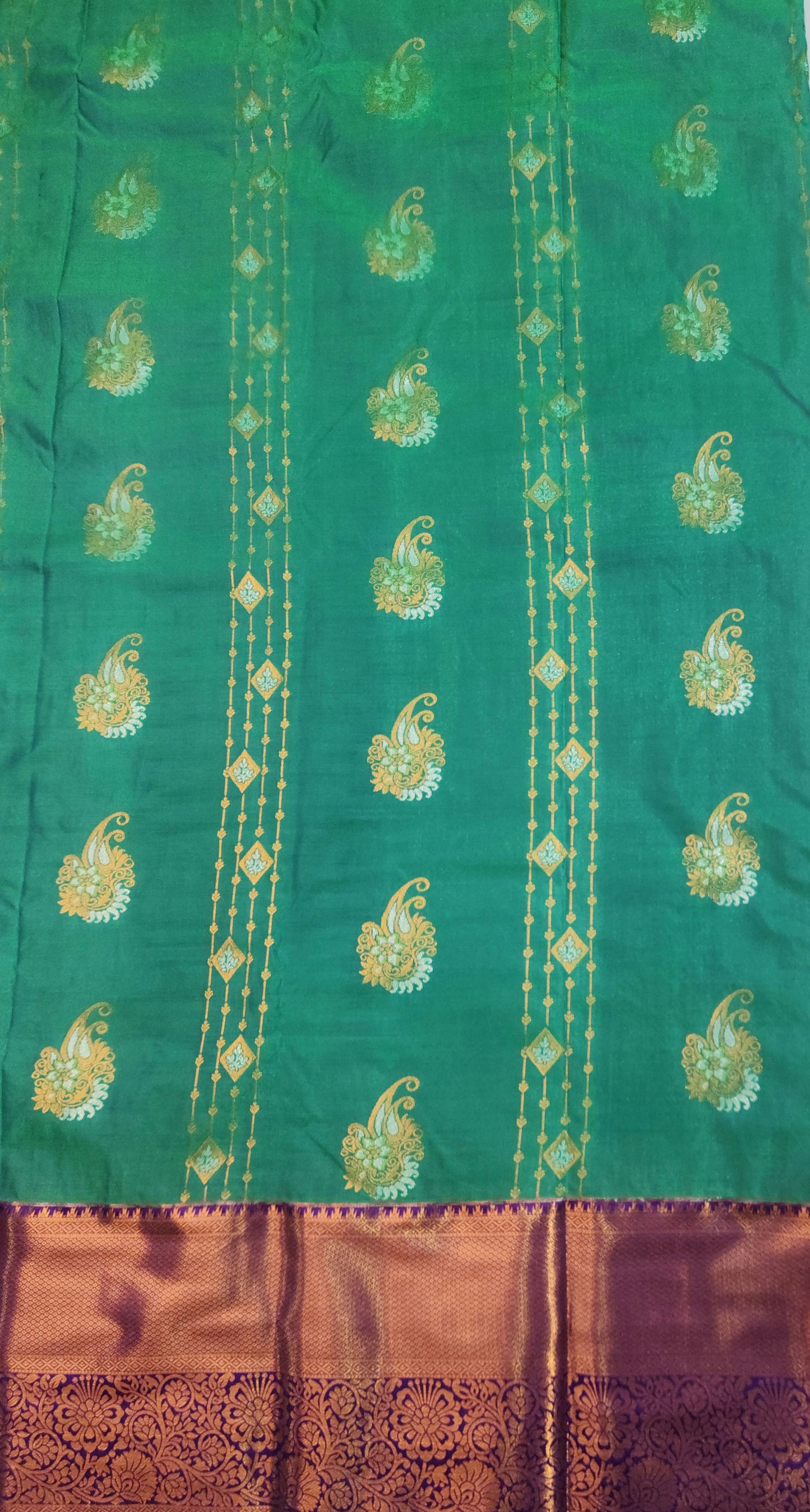 Peacock Symphony -  Kancheevaram semi-silk
