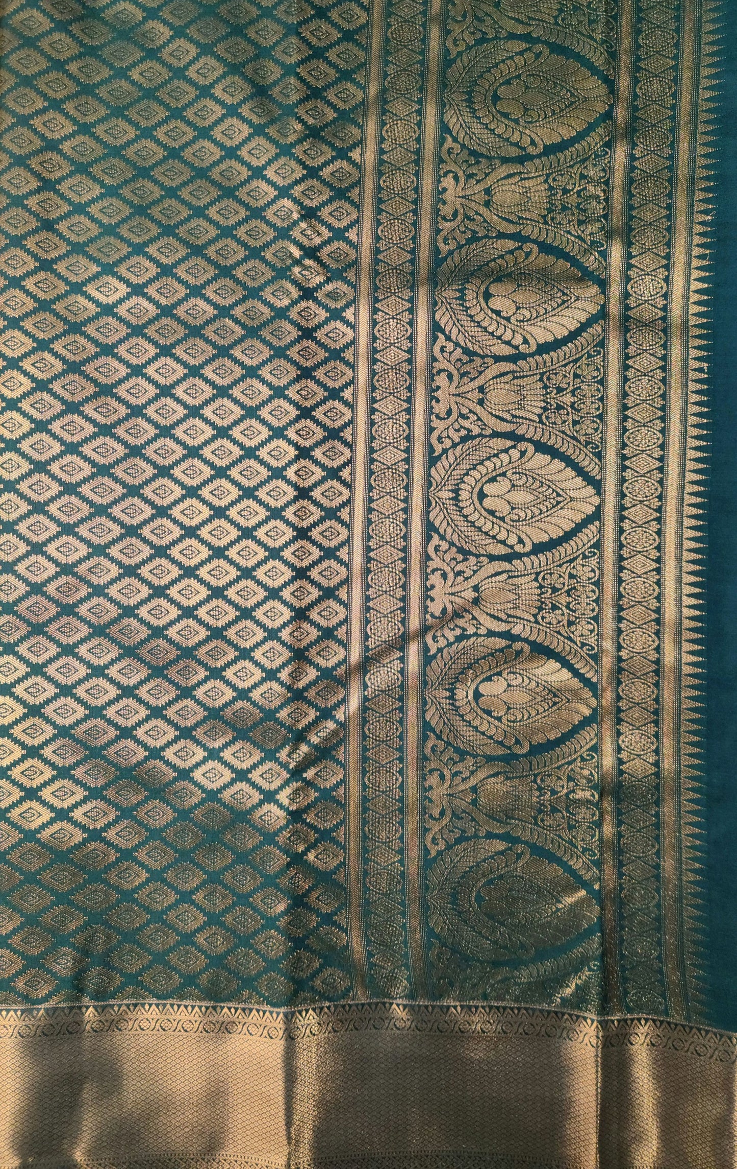 Peacock Symphony -  Kancheevaram semi-silk