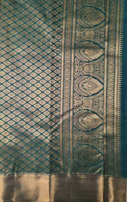 Peacock Symphony -  Kancheevaram semi-silk