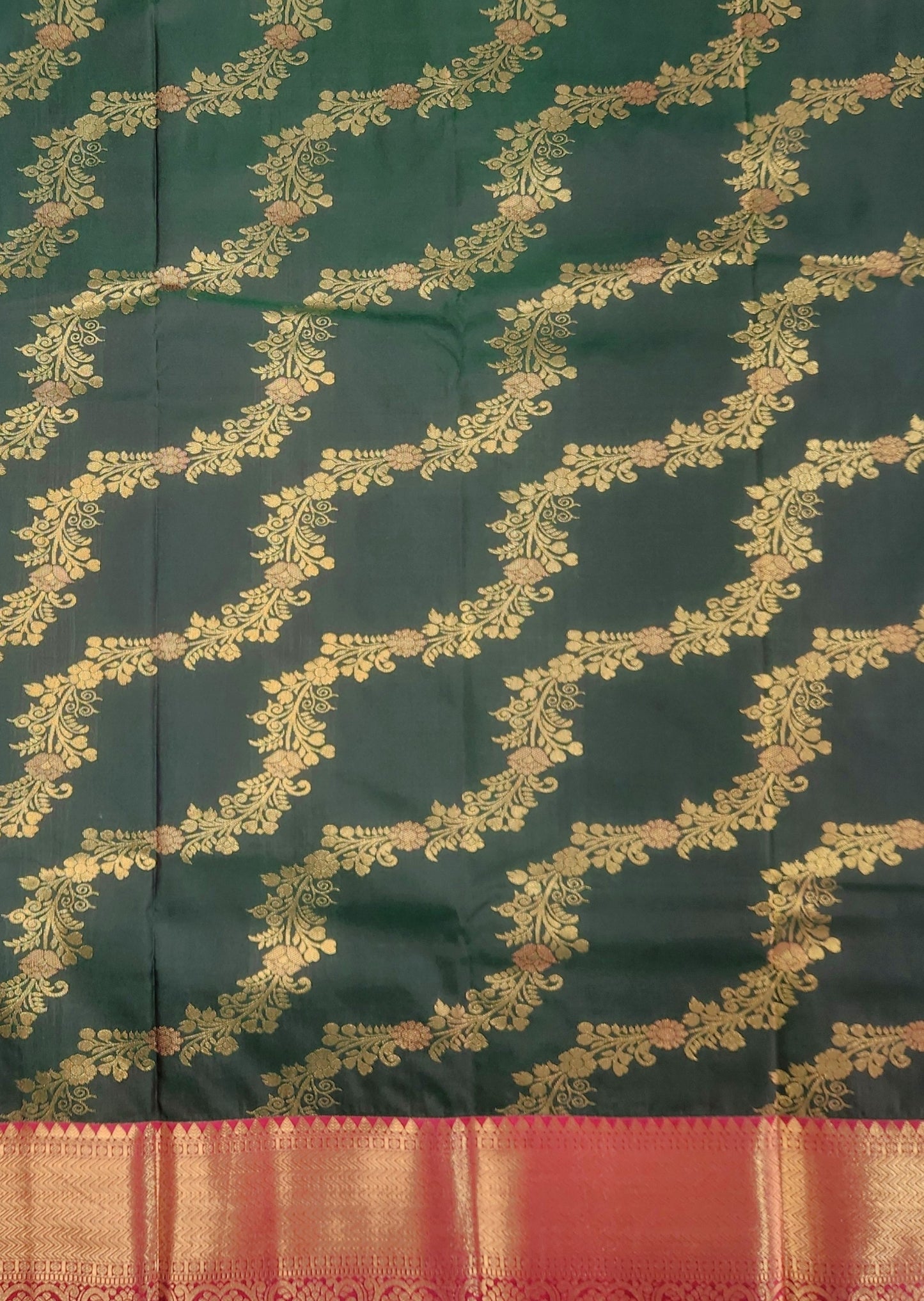 Golden groove - Kancheevaram semi-silk saree with motifs all over