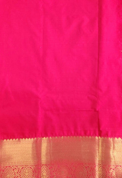 Golden groove - Kancheevaram semi-silk saree with motifs all over