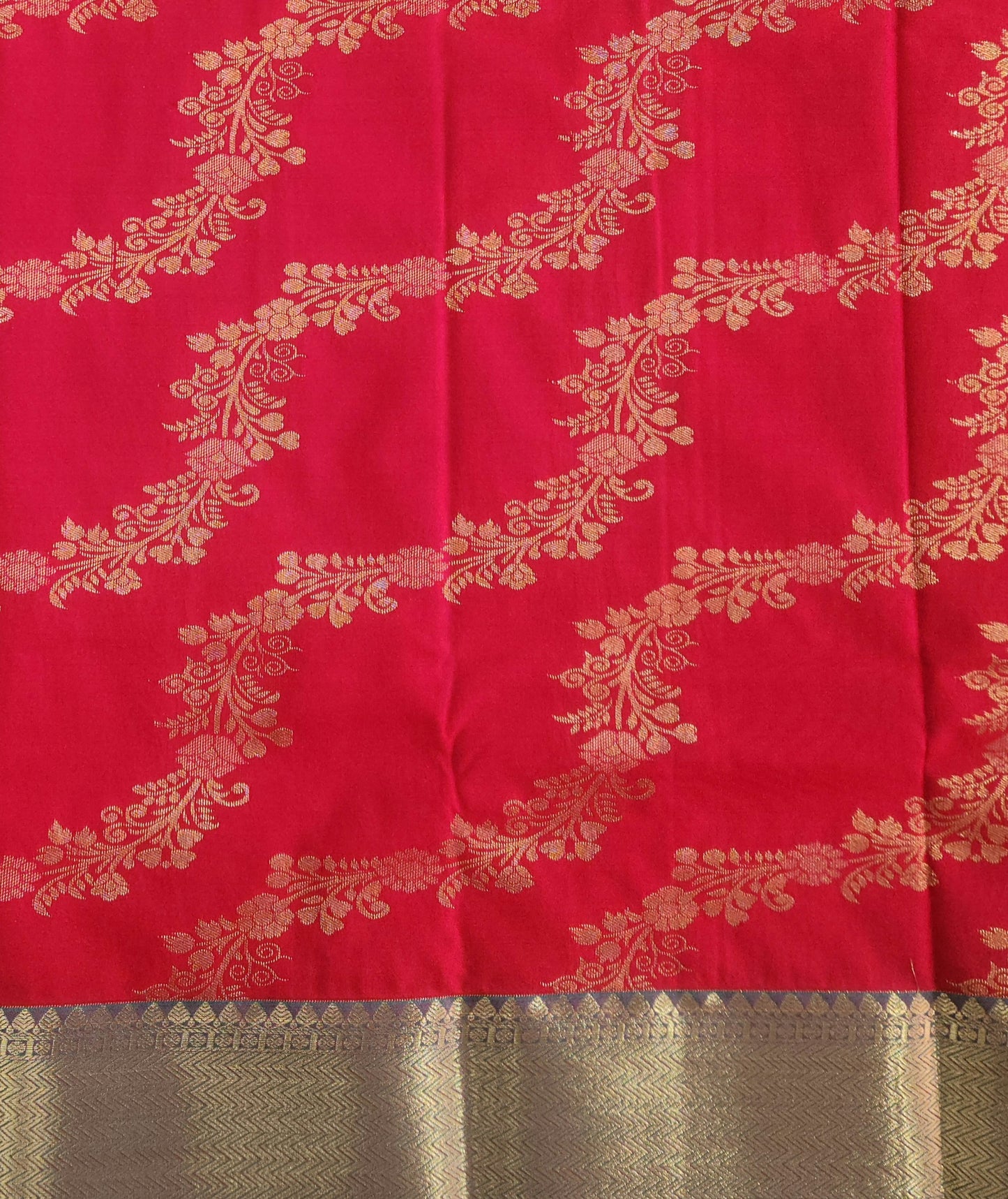 Golden groove - Kancheevaram semi-silk saree with motifs all over