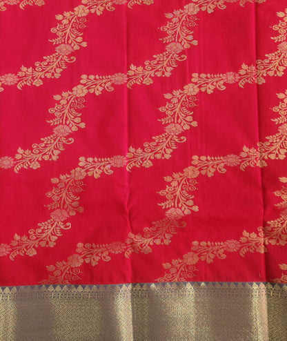 Golden groove - Kancheevaram semi-silk saree with motifs all over
