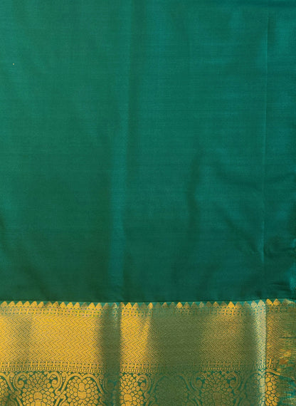 Golden groove - Kancheevaram semi-silk saree with motifs all over