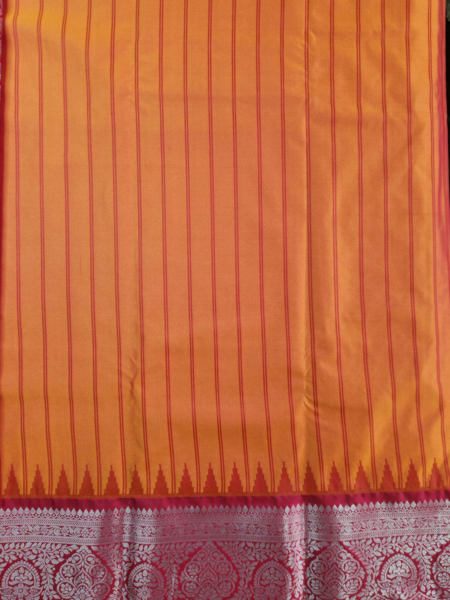 Temple Radiance - Kancheevaram semi-silk saree with contrasting pallu