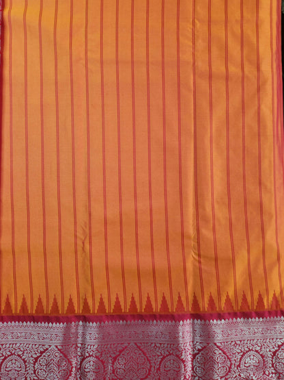 Temple Radiance - Kancheevaram semi-silk saree with contrasting pallu