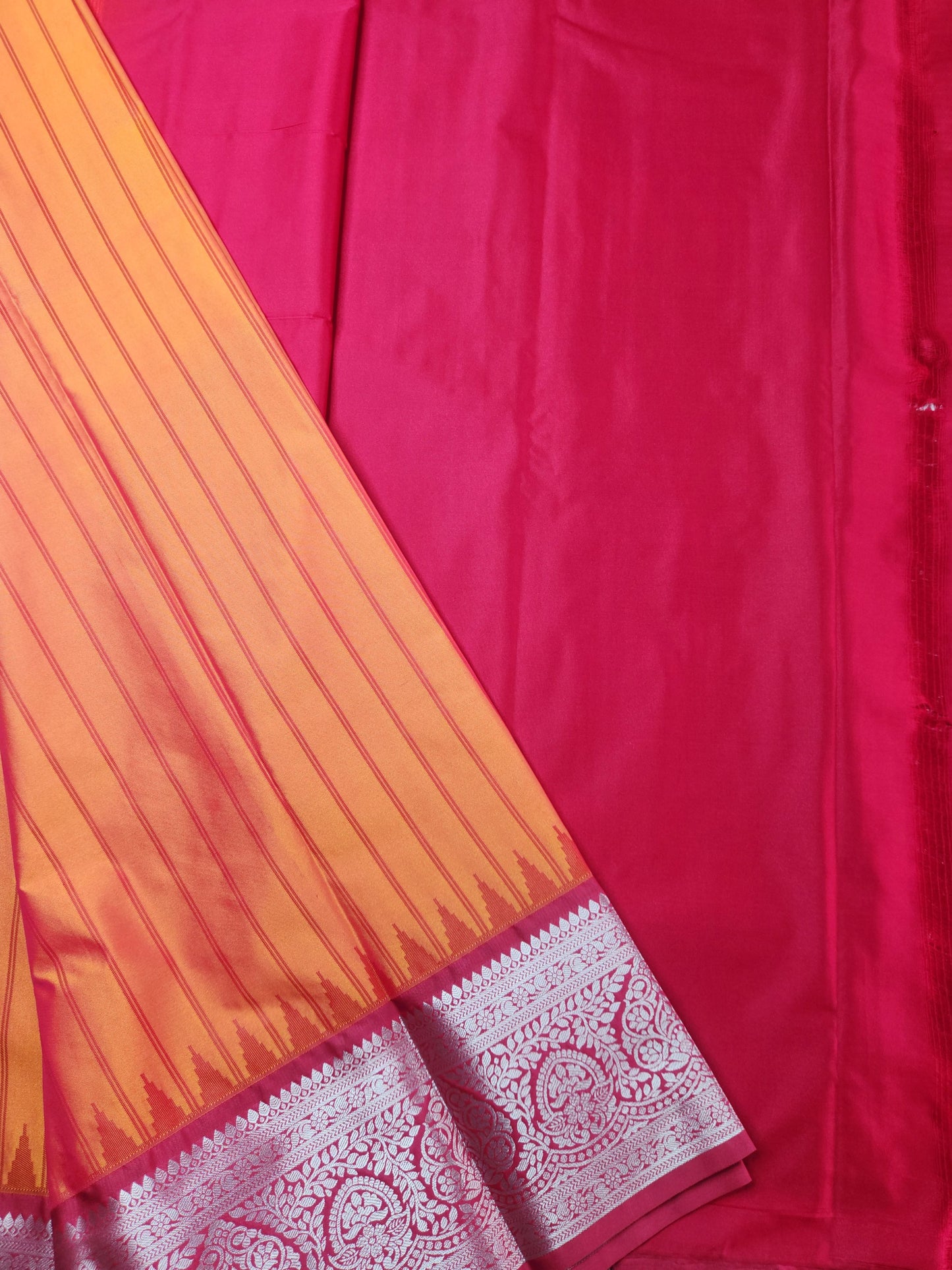 Temple Radiance - Kancheevaram semi-silk saree with contrasting pallu