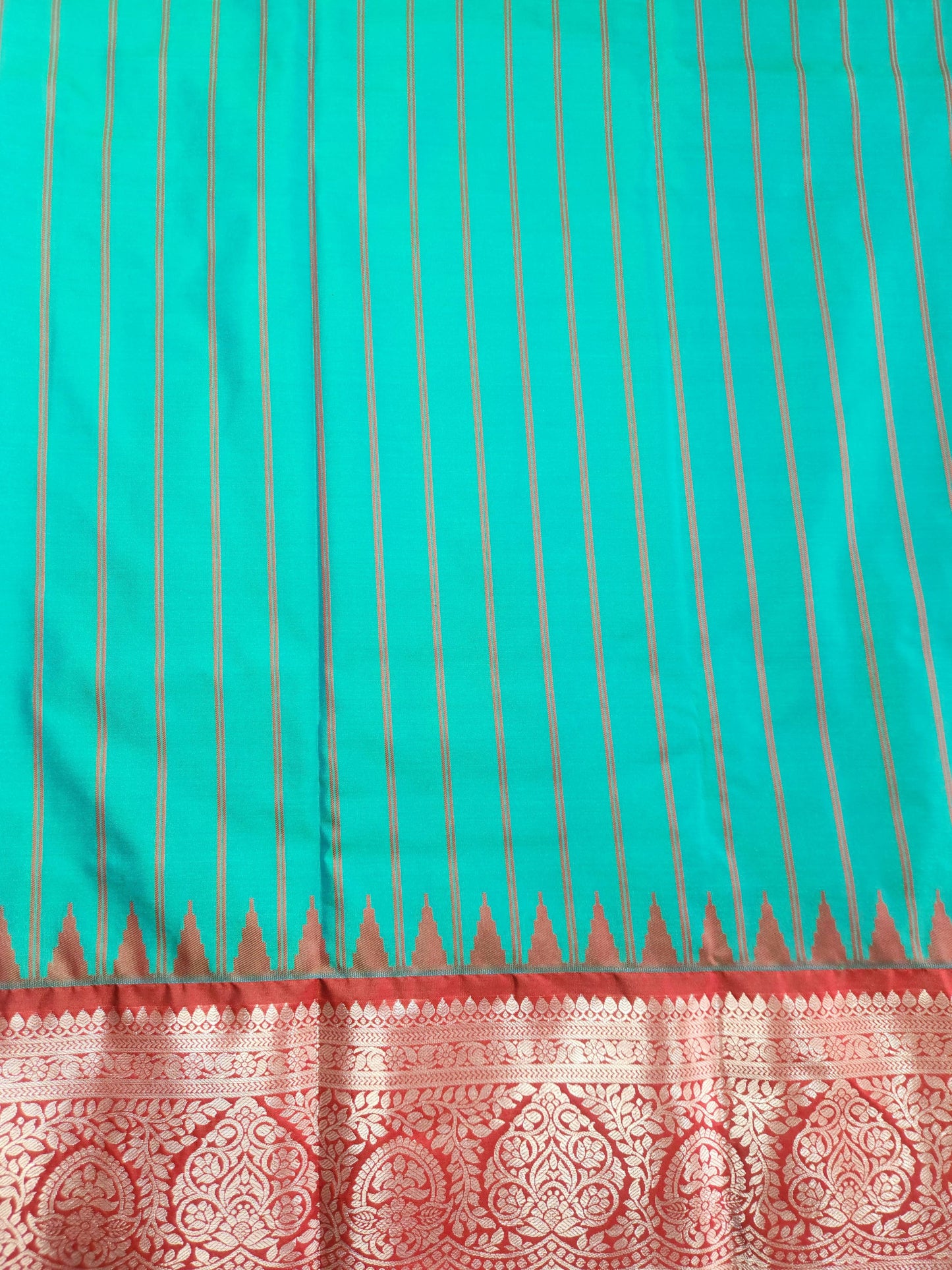 Temple Radiance - Kancheevaram semi-silk saree with contrasting pallu