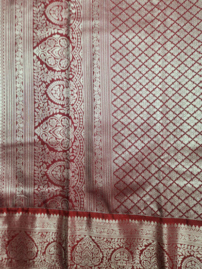 Temple Radiance - Kancheevaram semi-silk saree with contrasting pallu