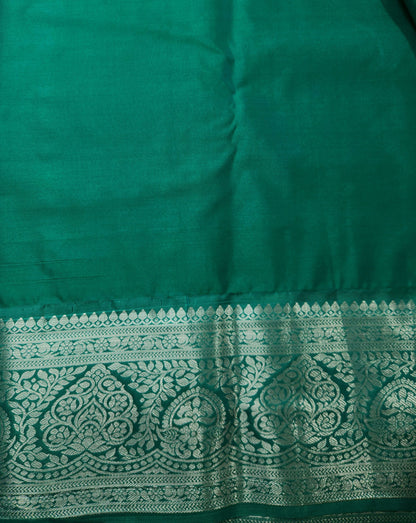 Temple Radiance - Kancheevaram semi-silk saree with contrasting pallu