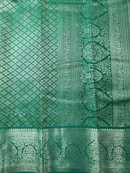 Temple Radiance - Kancheevaram semi-silk saree with contrasting pallu