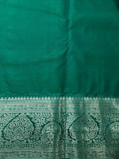 Temple Radiance - Kancheevaram semi-silk saree with contrasting pallu