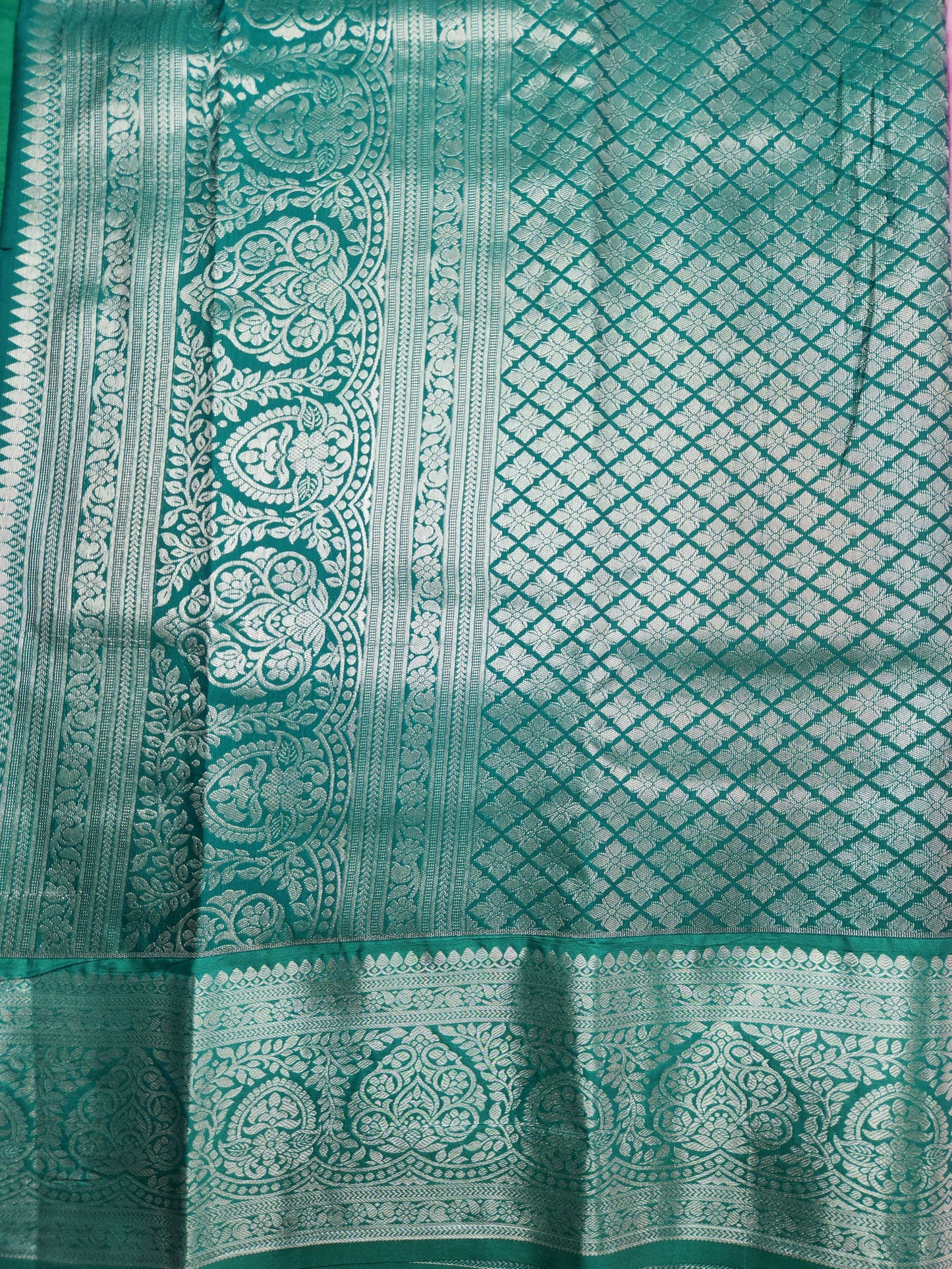 Temple Radiance - Kancheevaram semi-silk saree with contrasting pallu