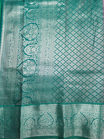 Temple Radiance - Kancheevaram semi-silk saree with contrasting pallu