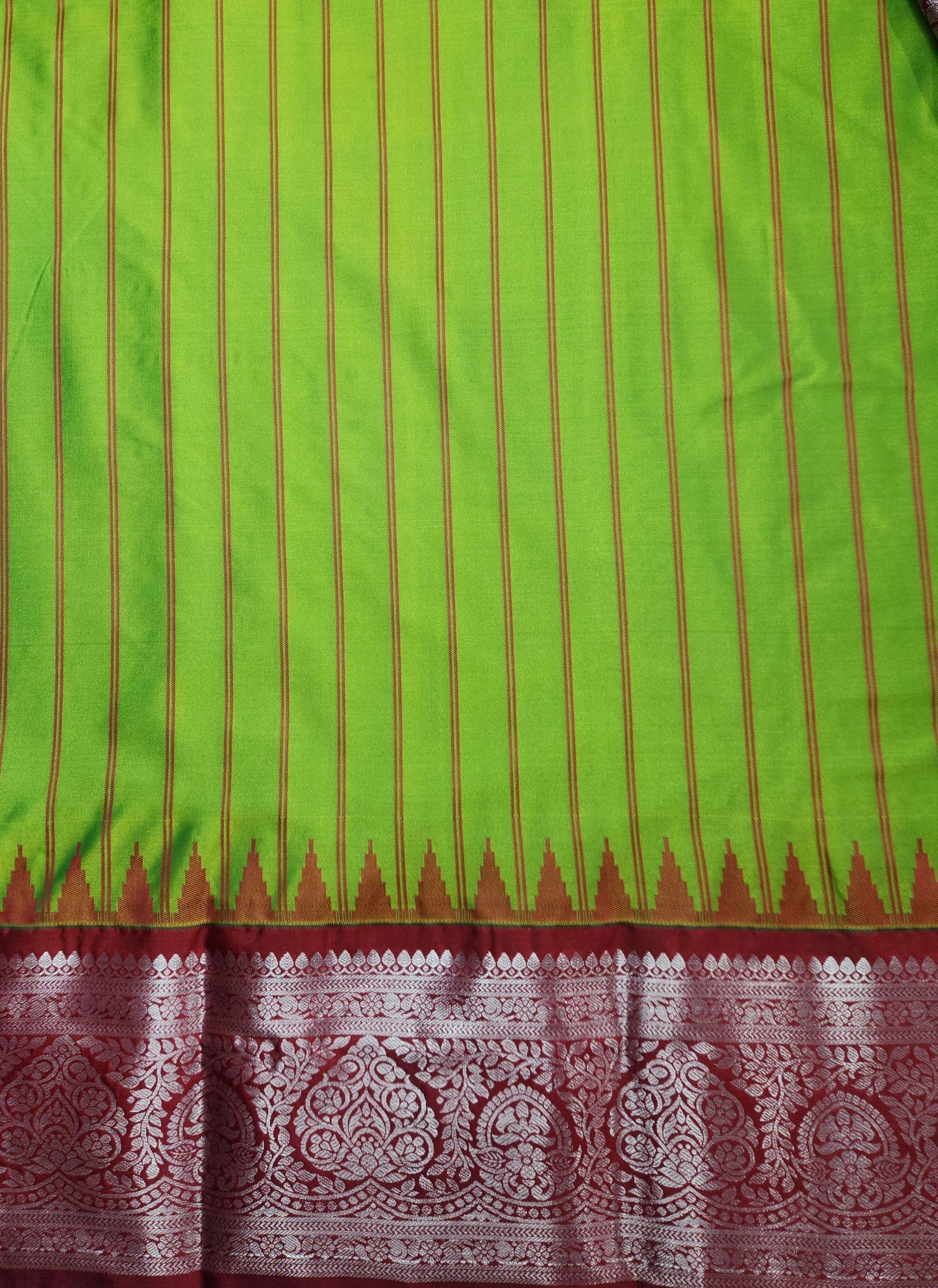 Temple Radiance - Kancheevaram semi-silk saree with contrasting pallu
